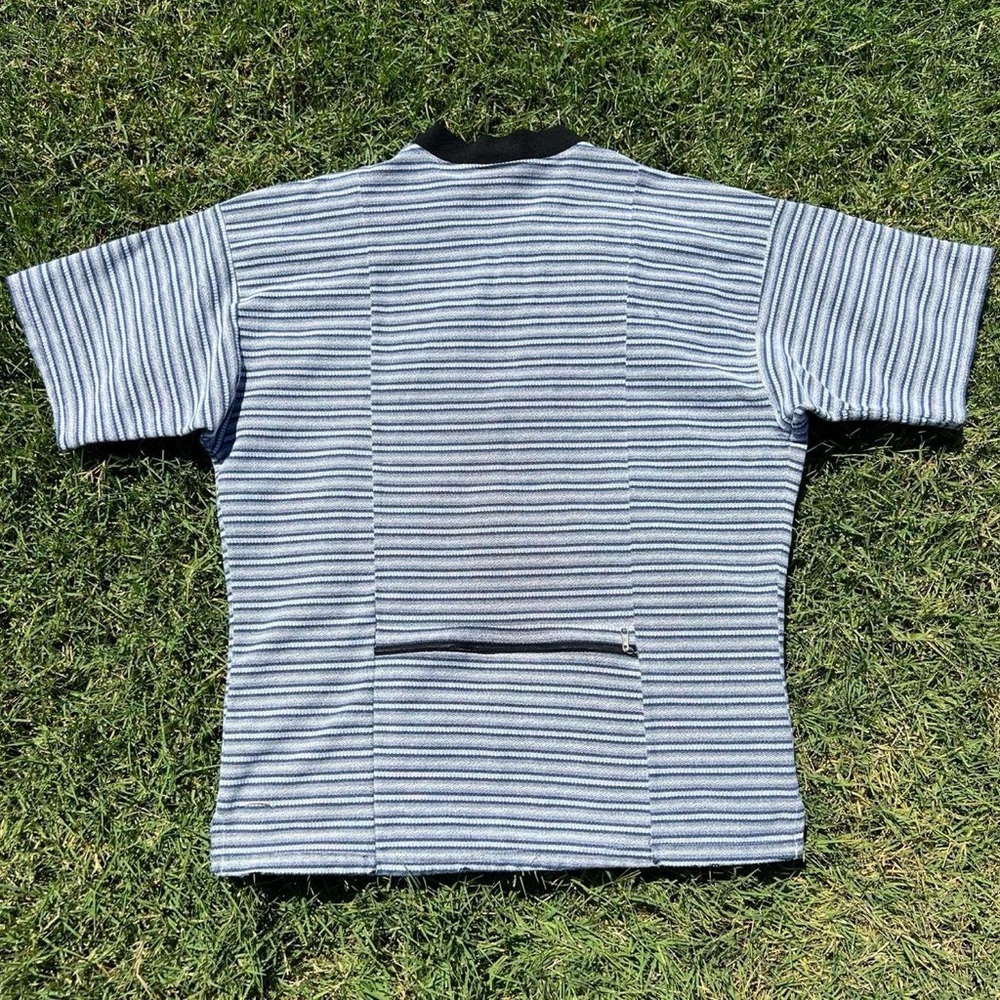 Vintage Striped Cycling Road Biking Zip-Up Shirt - Picture 2 of 4